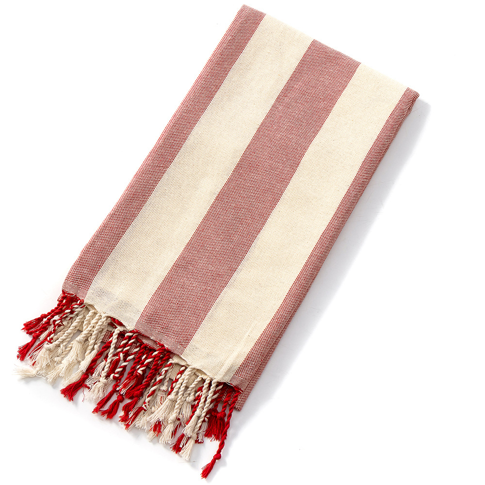 American Tassel Natural Beach Towels, Edged Striped Turkish Bath Towels, 21 Quick-drying Towels: Vermelho