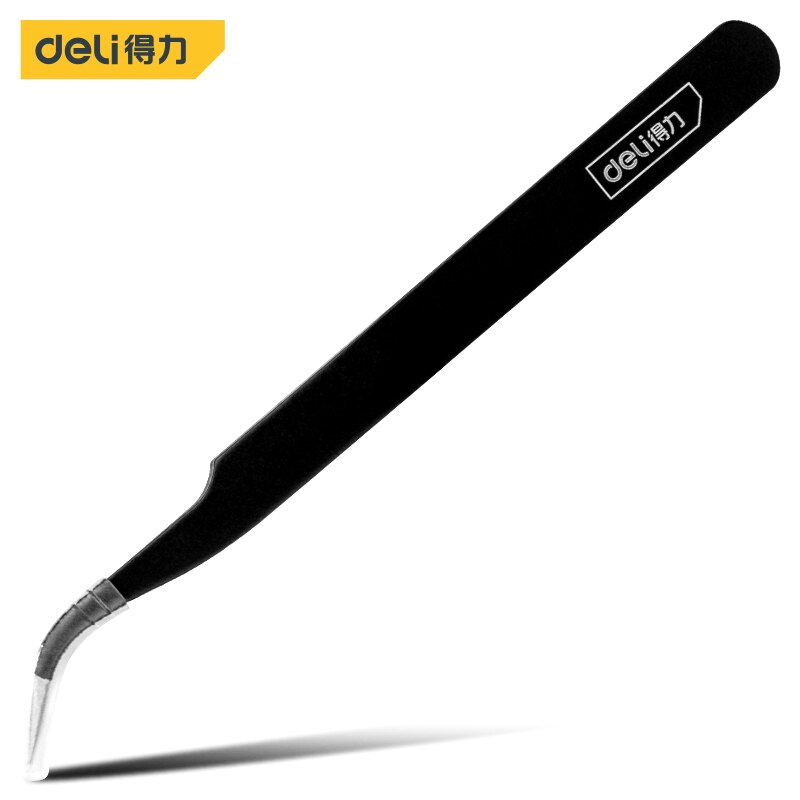 Stainless Steel Tweezers Maintenance Industrial Precision Curved Straight Sharp Point Tweezer Model Making Tools Hand Tools Set: 120mm Bent