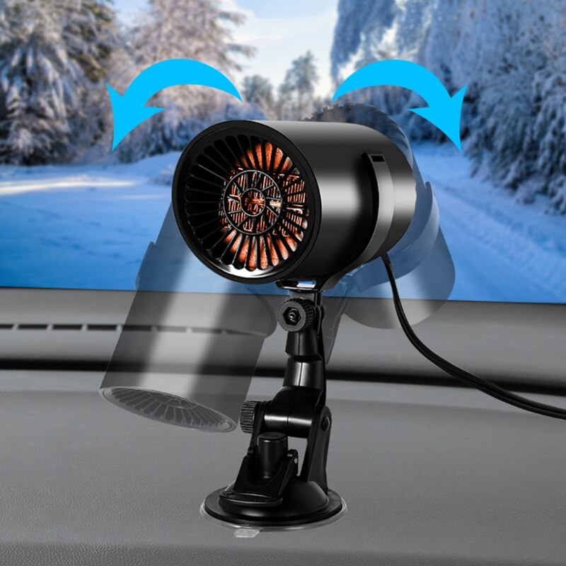 Car Heater Portable Electric Windshield Defogger Rotate Base Window Heater Heating Baffle Dryer Fan Demister Adjustable