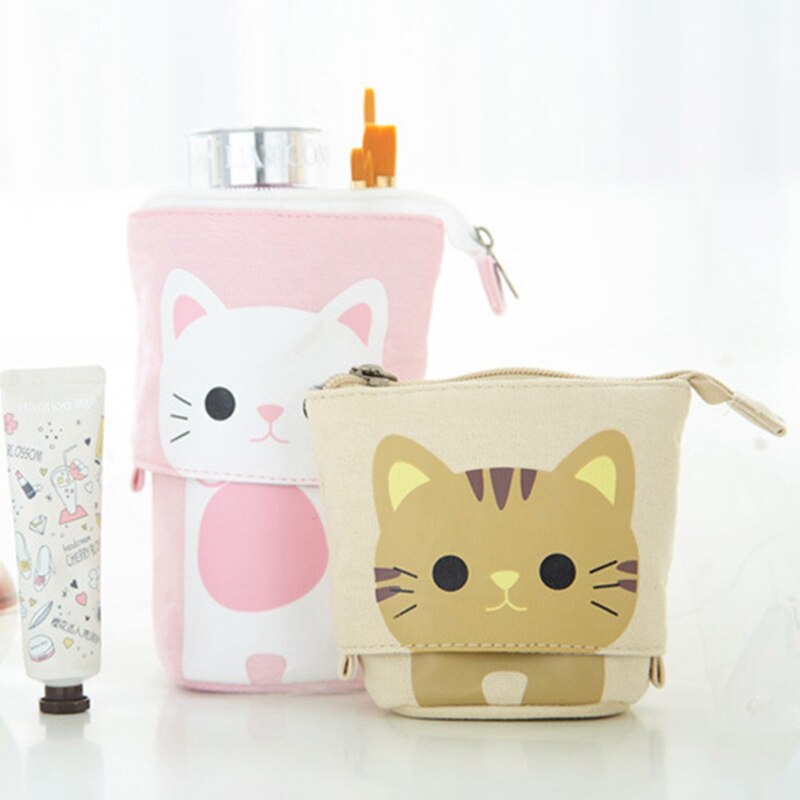 Trousse à crayons rétractable, jolie trousse Kawaii en toile pour filles et enfants, porte-crayon, fournitures scolaires