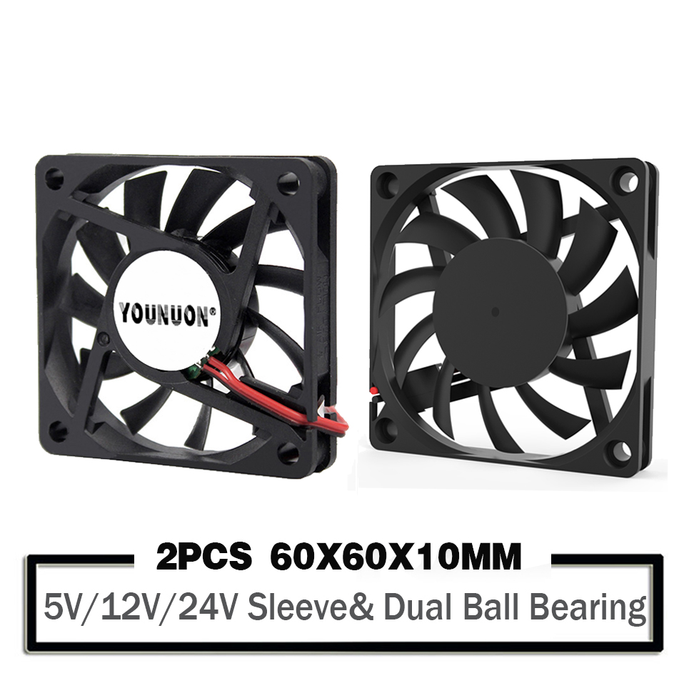 2 Stuks 5V 12V 24V 60Mm 6010 Dc Fan 60X60X10Mm 6cm Cooling Koeler Fan Computer Pc Cpu Case Cooling Kogellager Fan