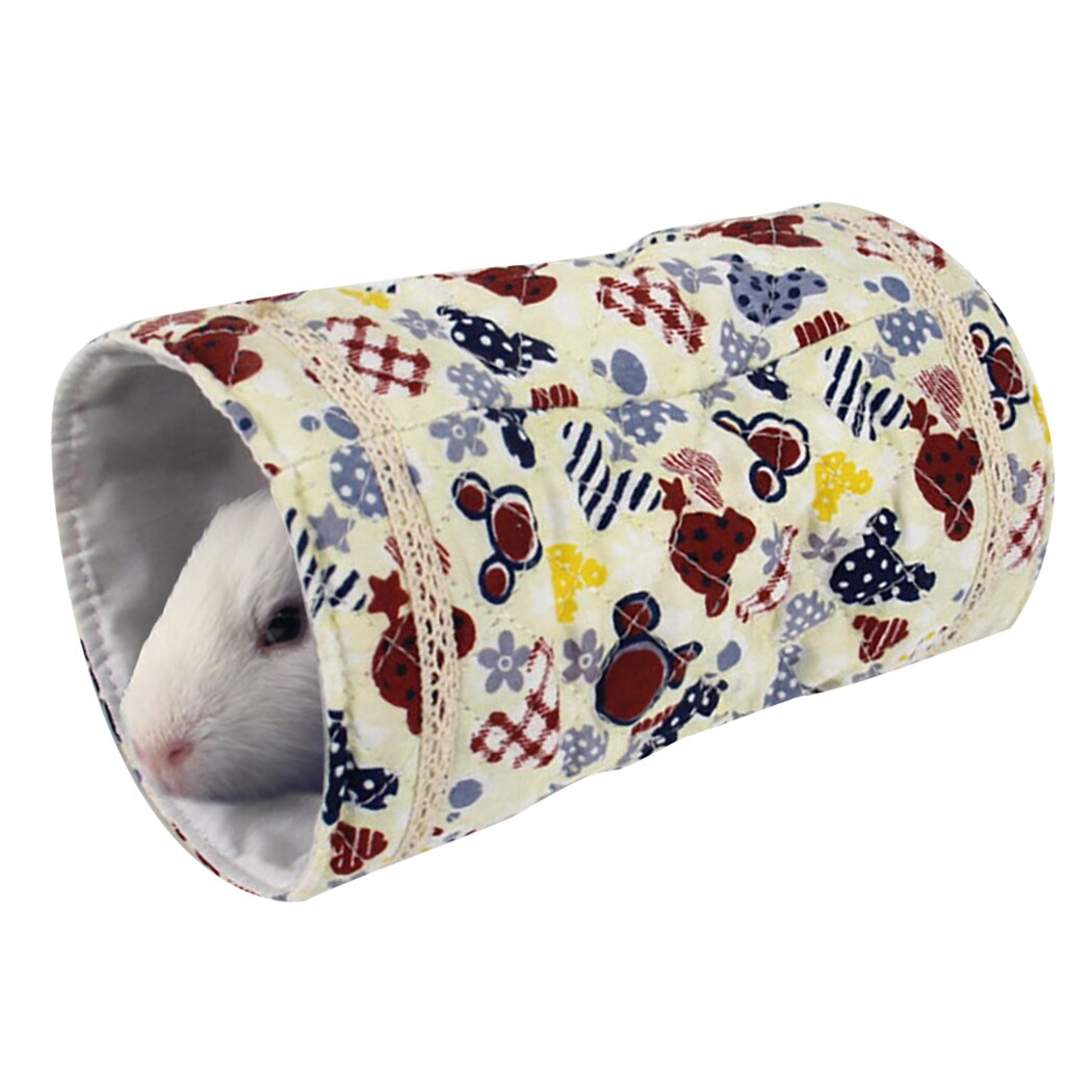 Túnel de juguete con de dibujos animados para hámster, tubos para mascotas pequeñas, cama nido para conejos, hurones, conejillos de indias, animales pequeños: Off White