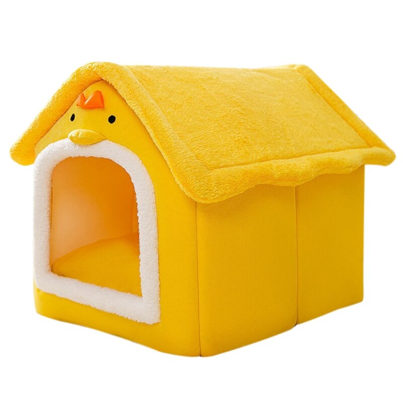 Gezellige Huisdier Bed Huis Warm Pluche Grot Slapen Bedden Puppy Winter Nest Voor Katten En Kleine Honden Mooie Cabine Vormige 5 Stijlen Y5GB: Yellow chick