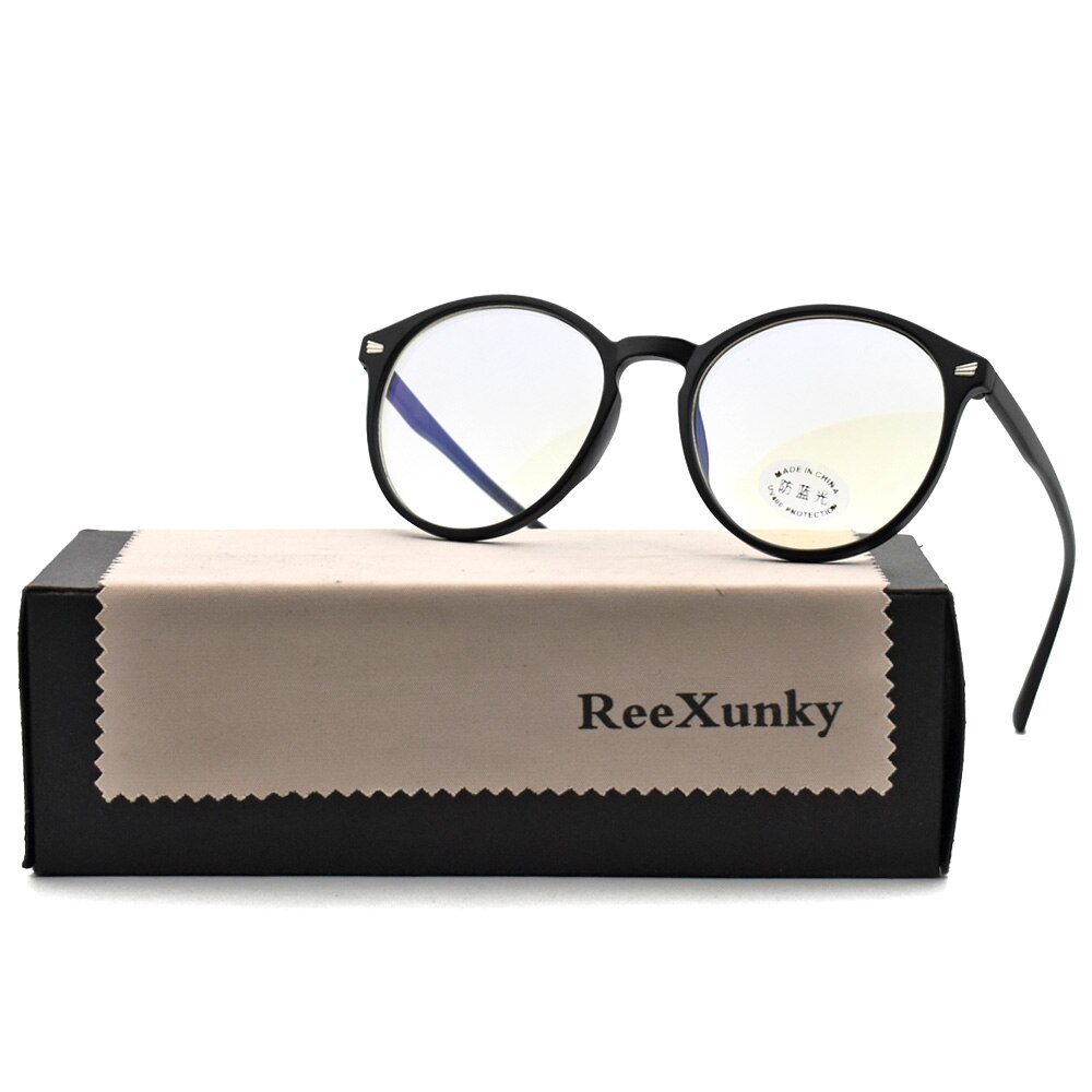 unisexe Vintage rond Anti rayons bleus ordinateur lunettes femmes cadre lunettes de jeu hommes Anti yeux vue lunettes avec étui
