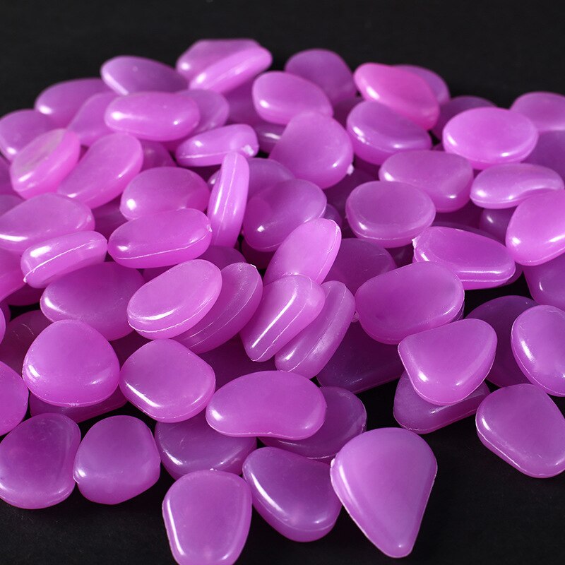 100Pcs Fluorescent Resin Stone Garden Decoration Glowing Garden Pebbles In The Dark Garden Courtyard Lawn Luminous Stone: Purple