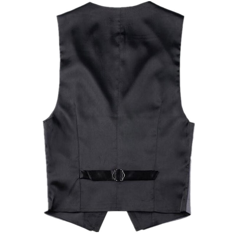 Sort herretøj slank masculino bomuld i britisk stil med én knap ærmeløs jakke vest til mænd jakkesæt