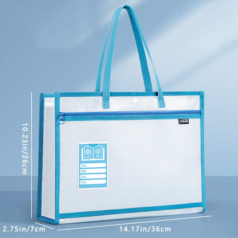 Carpeta de mano impermeable transparente portátil de gran capacidad, bolsillo para archivos autoadhesivo, suministros de oficina