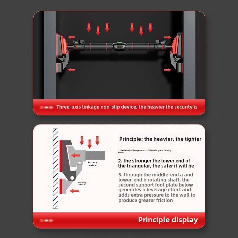 Barra horizontal doméstica, equipamento fitness interno, esportes domésticos, anéis sem perfuração, dispositivo de pull-up de haste única na porta