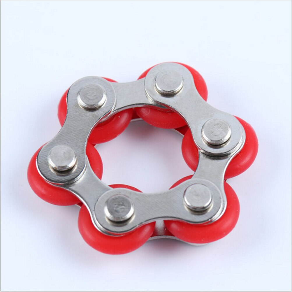 1 PC juguete antiestrés cadena de la bici Fidget mano Spinner Fidget pulsera para el autismo y ADHD Fidget juguete: Rojo