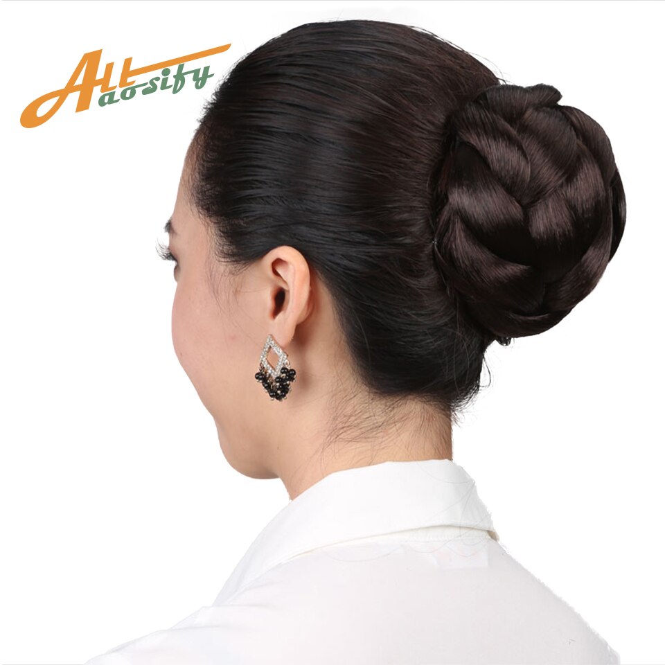 Allaosify, moño trenzado de pelo de punto de tamaño pequeño, moño de pelo sintético, Donut, postizos de rodillo, accesorios para el cabello Haar