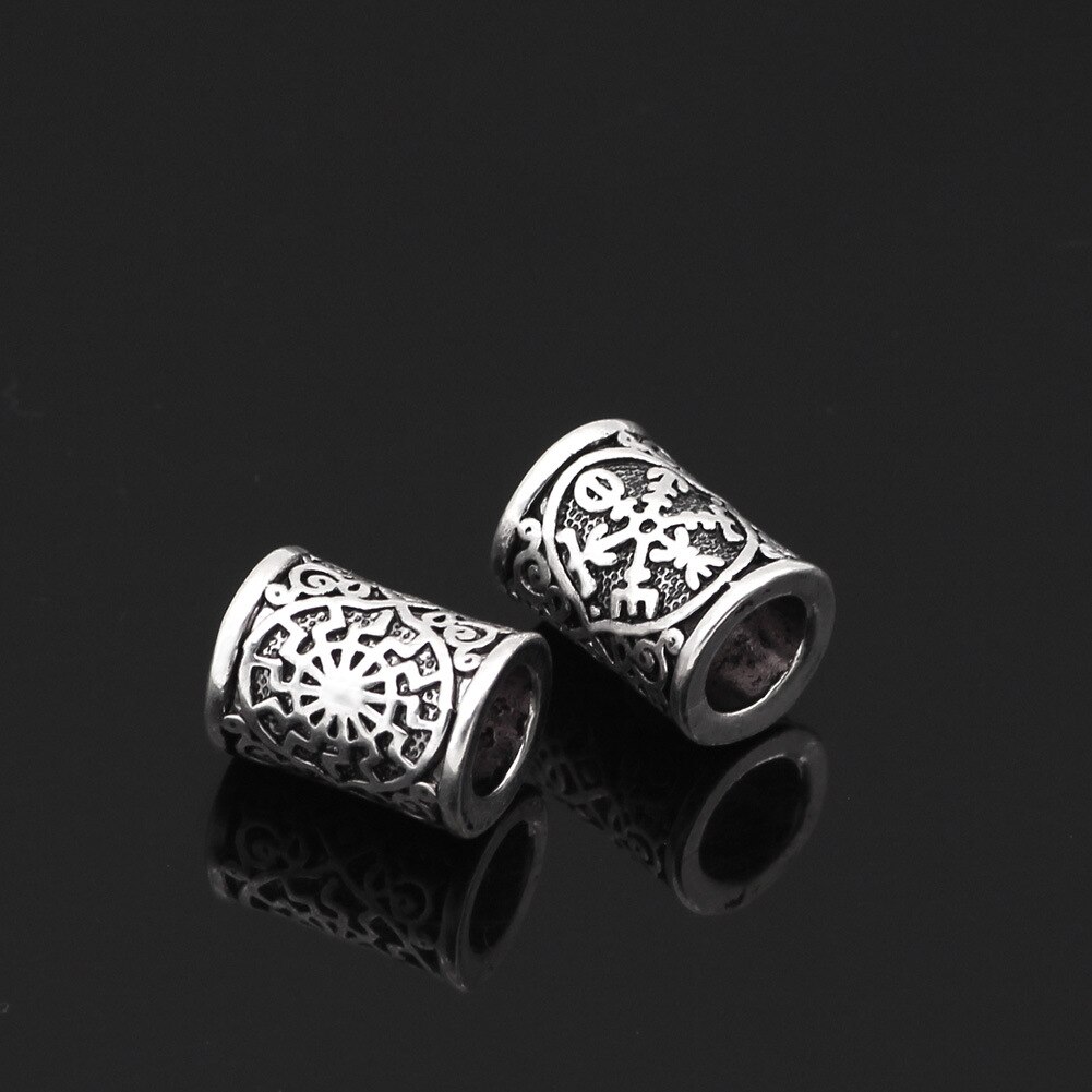 Vintage Antiek Zilver Haar Vlecht Baard Dreadlock Charms Haar Vlecht Clips Manchetten Ringen Braiders Groot Gat Kraal Haaraccessoires