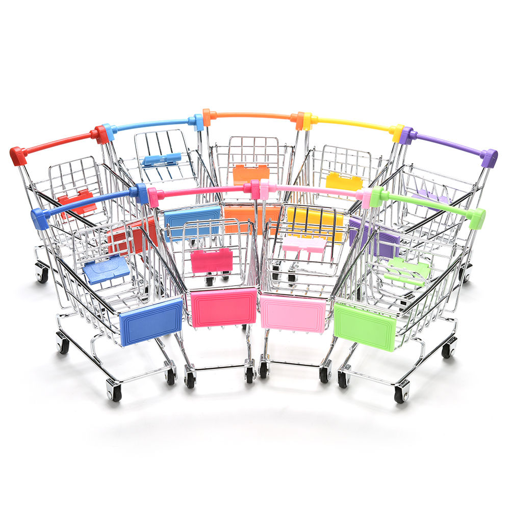 Färgglada roliga mini stormarknad kundvagn vagn husdjur fågel papegoja hamster leksak 1 st