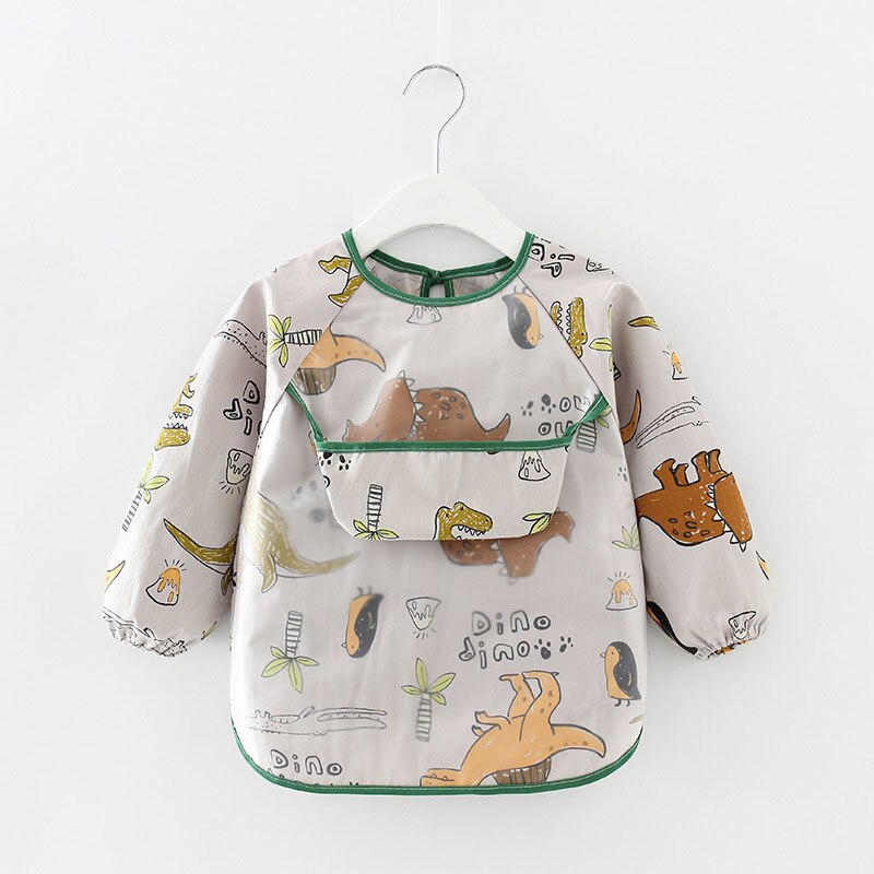 Cute Cartoon Baby Bibs Waterproof Infant Eating Long Sleeve Apron Children Drawing Art Smock Burp Cloth with Pocket: style1