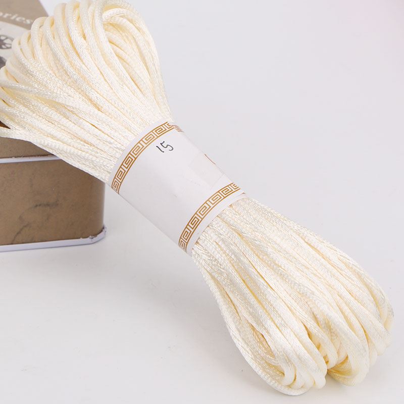 20m färger mjukt satin siden macrame sladdar diy kinesisk knut handgjorda väva rep smycken fynd pärlor dekorativt snöre touw: Beige sladdar