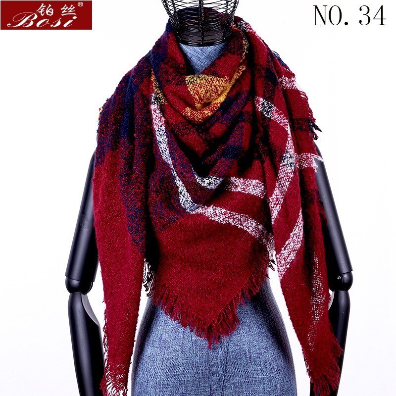 Winter Kasjmier Plaid Sjaal Sjaal Vrouw Poncho Driehoek Luxe Bandana Pashmina Wrap Grote Stola Luxe