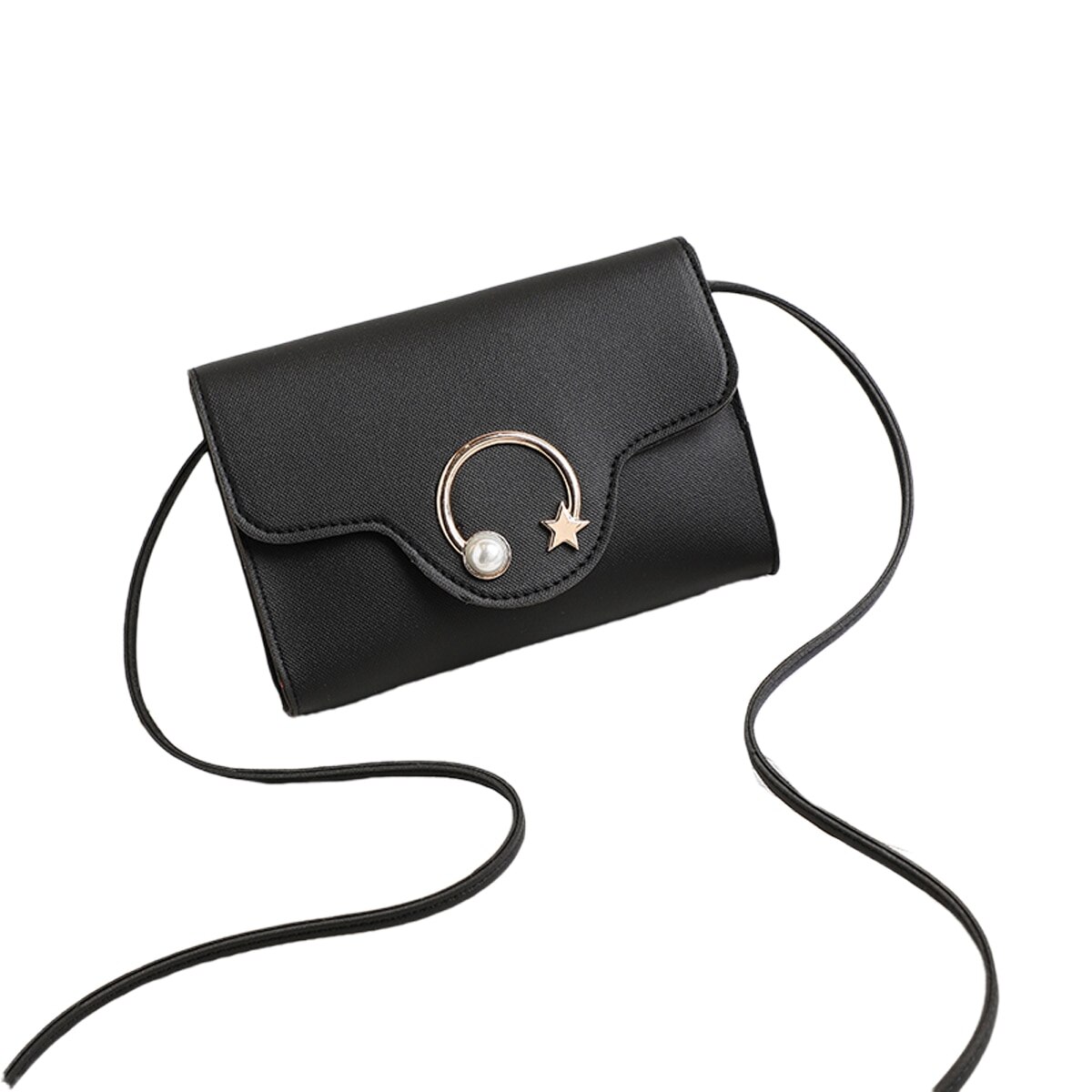 Trend damer enfärgad liten fyrkantig väska koreansk personlighet metall måne och stjärna dekorerade cross-body handväskor: 11