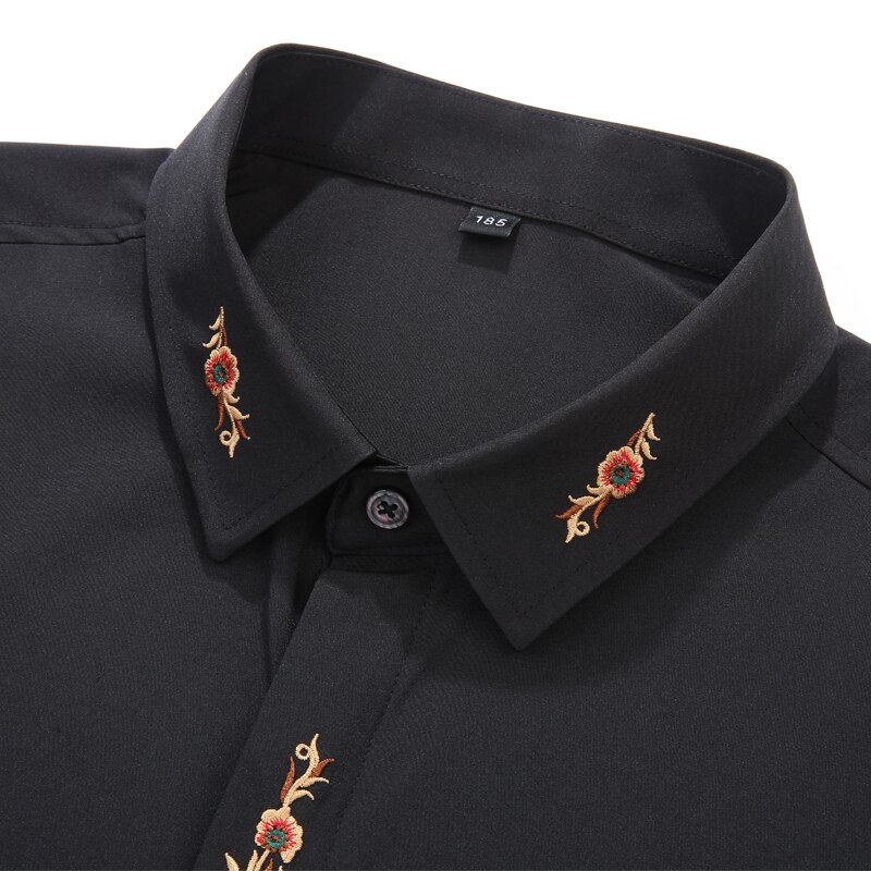 7XL 8XL 9XL 10XL Men&#39;s Short Sleeve Shirts Embroidery Wedding Dress British Summer Loose Casual Large Size Clothes