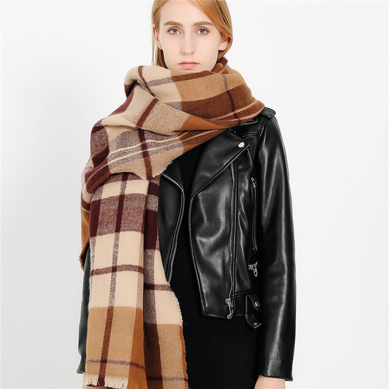 Sjaals dames winter warm geruit kasjmier kwast lange sjaal sjaal europese stijl trendy all-match dames omslagdoeken dagelijks chic
