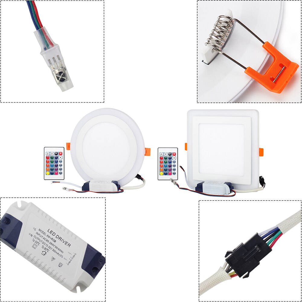 RGB LED Downlight 3W 6W 12W 18W Ronde Vierkante Verzonken Lamp AC 85-265V led Lamp Slaapkamer Keuken Indoor LED Spot Verlichting