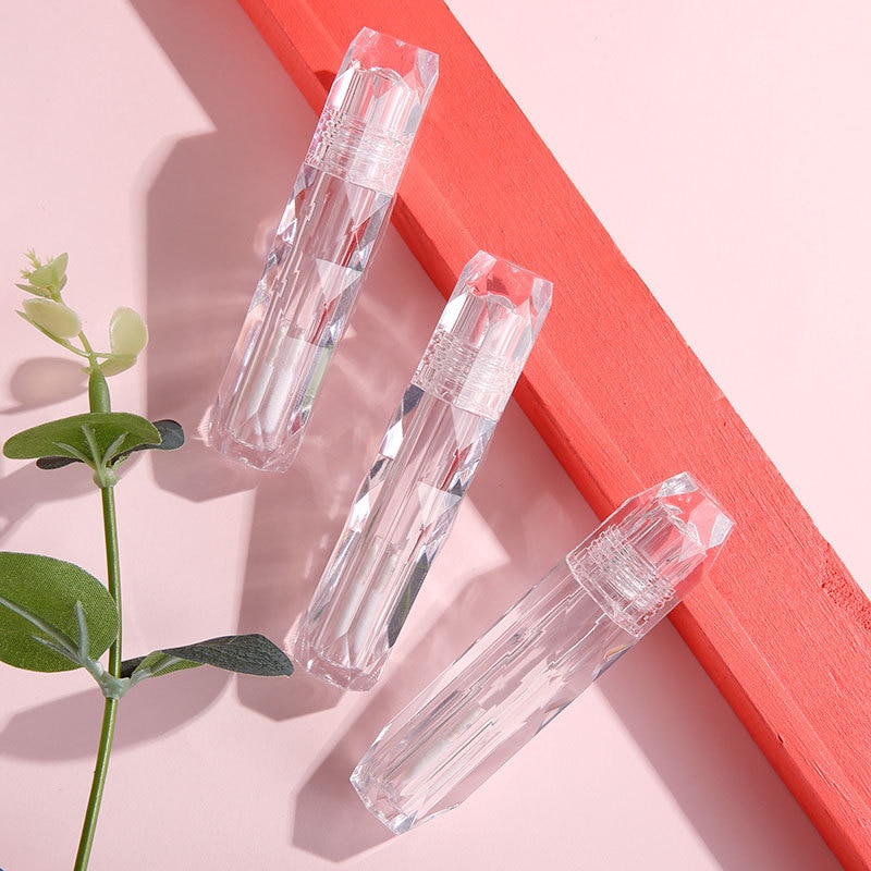 2ml diamant klar plast läppglans tom tub kosmetisk läppglans behållare förpackning