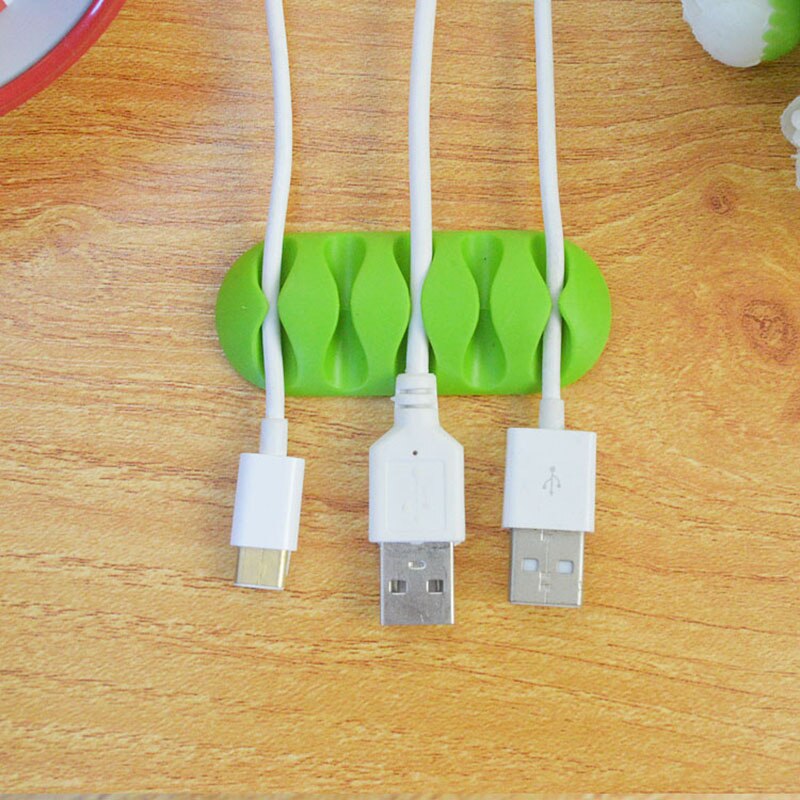 Cable Holder Protector Organizer Desktop Management Finishing Desktop Plug 5 Holes Strip Silicone Wire Retention Clips For Home