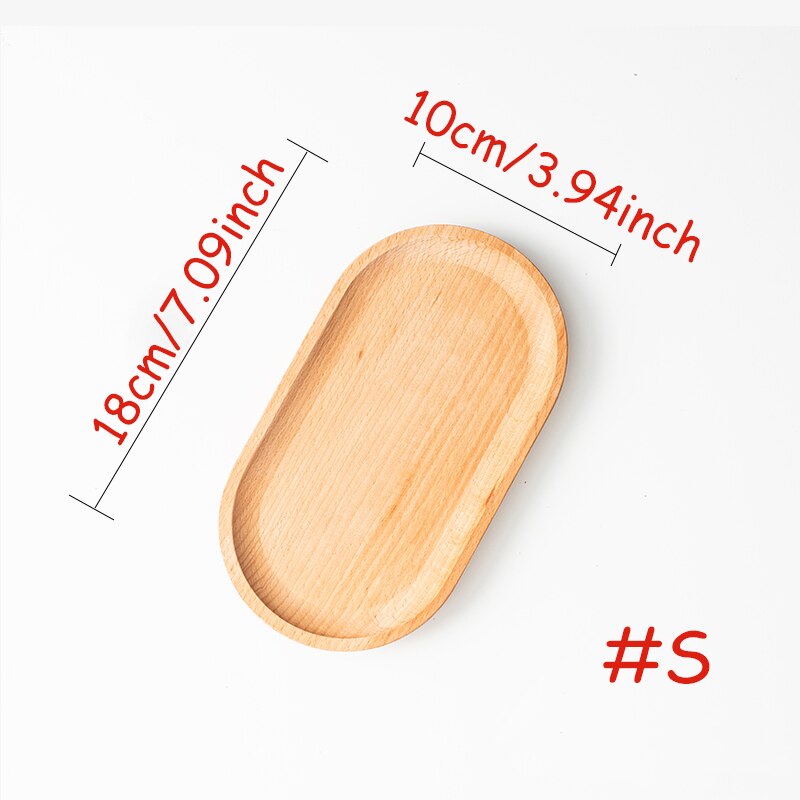 Retro Beech Wood Plate Wooden Kitchen Bread Fruit Food Photography Plate Serving Tray Props Storage Decoration Pan Tableware: S 18x10cm