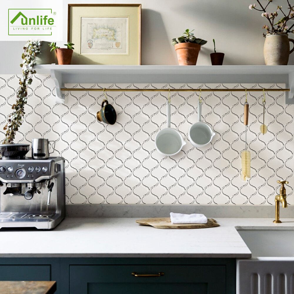 Funlife® Tile sticker Kitchen Backsplash Removable Self-Adhesive Oil Proof Peel &amp; Stick Bathroom Decorative Floor Easy to Clean