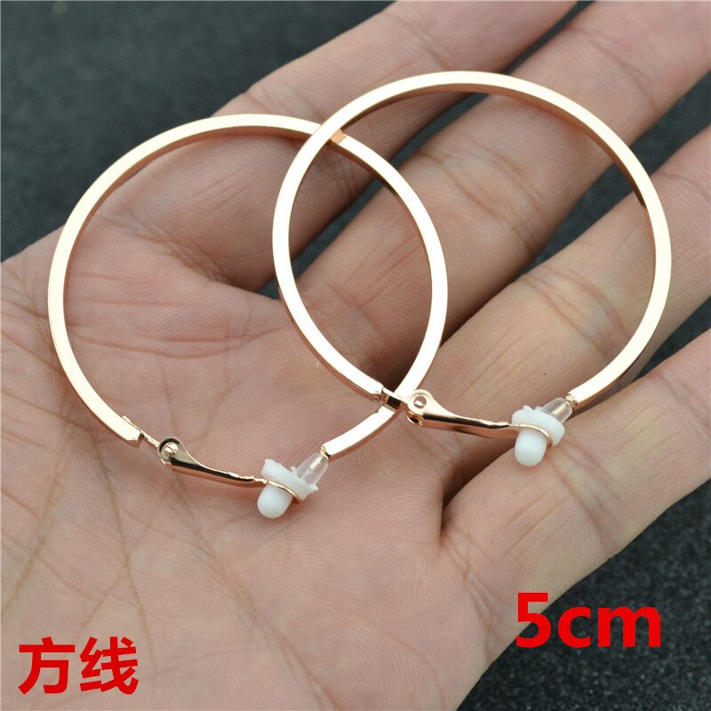 Große kleine Gold kreis Quadrat linie Runde Clip auf sterben ohr Ohrringe Band für frauen mit kissen Pad Nicht durchbohrt Ohrringe: Rose Gold Clip 5cm