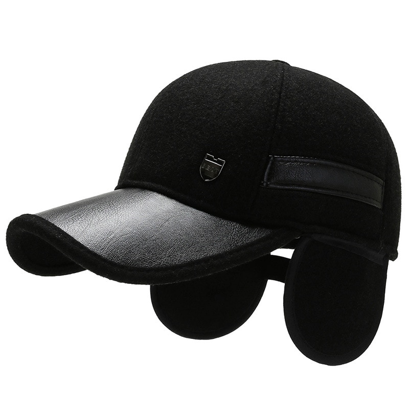 Mannen Winter Warm Baseball Caps Met Oorkleppen Winddicht Fleece Winter Oorklep Cap Piekte Baseball Cap Met Oorbeschermers Metalen Gesp