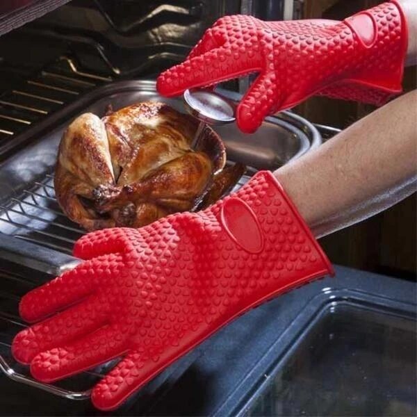 Varmebestandige handsker ovn handske varmebestandig silikone ovn handske tyk madlavning køkken grill handske køkken