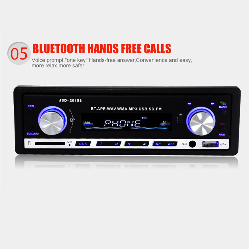 Reproductor Digital estéreo de Radio para coche, con Bluetooth, reproductor MP3 para coche, Radio FM, estéreo, Audio, música, USB/SD con entrada AUX para tablero