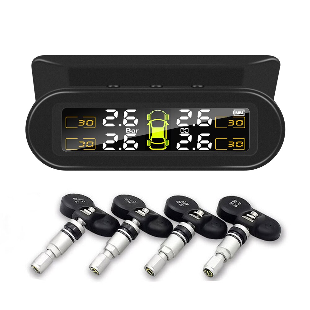 Sensor de presión de neumáticos TPMS para coche, carga Solar USB, sistema de monitoreo Psi, herramienta de alarma de seguridad para neumáticos, sensores de presión para neumáticos en tiempo Real presion neumaticos: F Built-in sensors