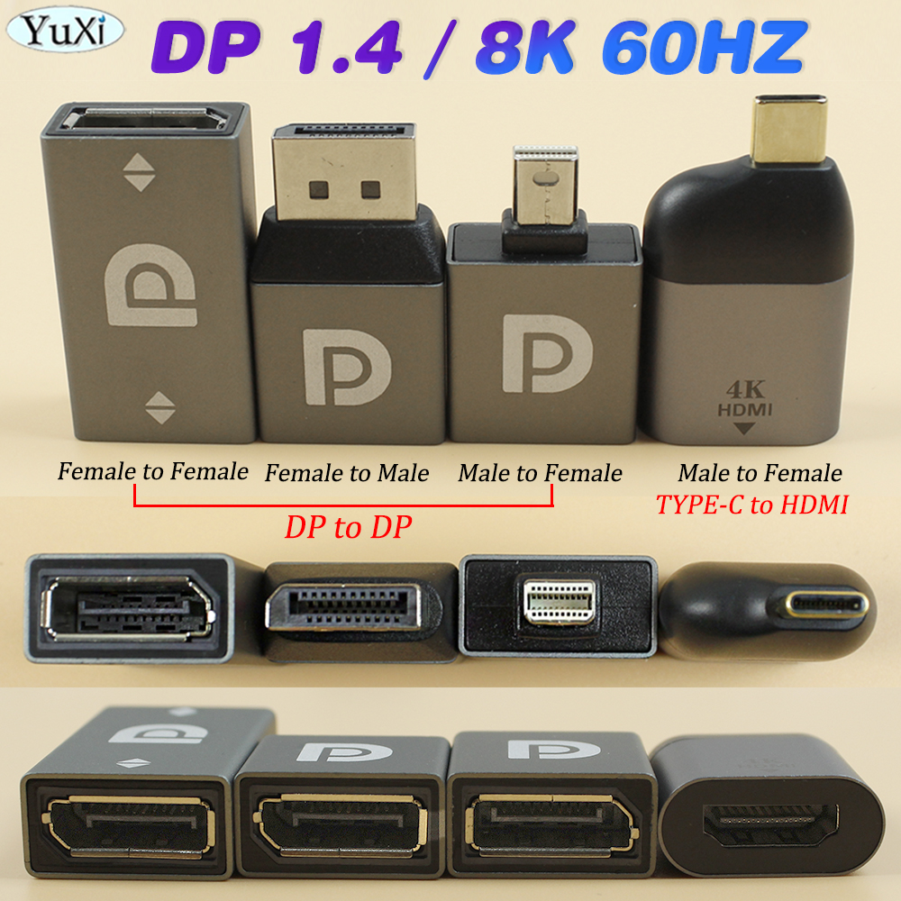 1Pcs Displayport Adapter 8K DP 1.4 Female to Male Extention Coupler Convertor DP 1.4 For DP Cable Extension Transfer For TV