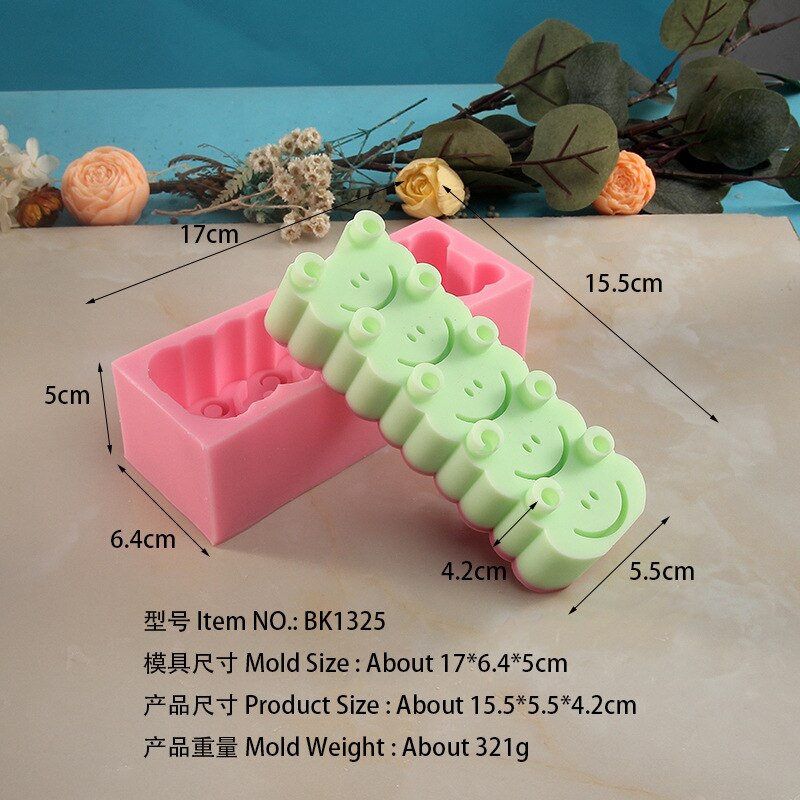 Grote Dier Kaars Siliconen Kaars 4 Zelfs Beer Hoofd Kikker Aromatherapie Kaars Gips Proces Epoxyhars Mal Vorm Voor Kaarsen: A