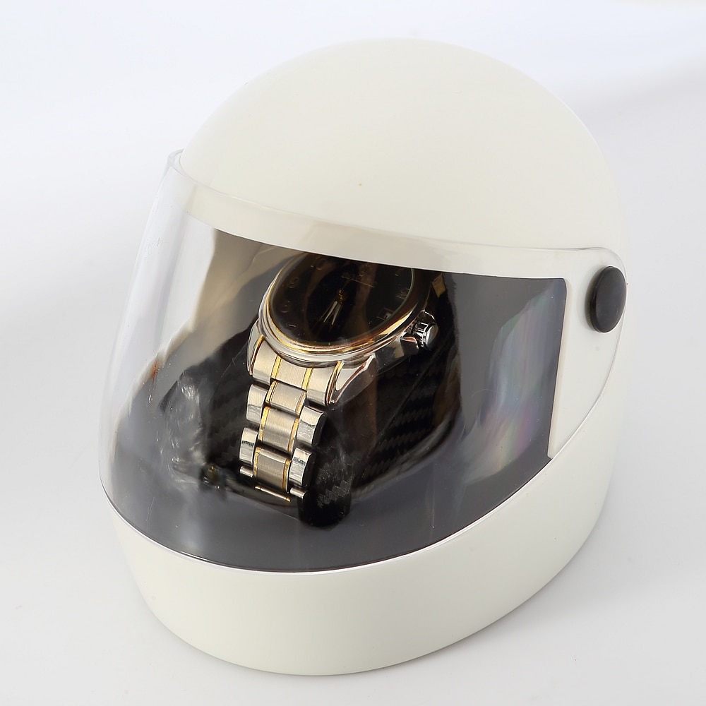 Luxury Motorcycle Helmet Shape Pu Leather Cuff Plastic Single Watch Storage Box