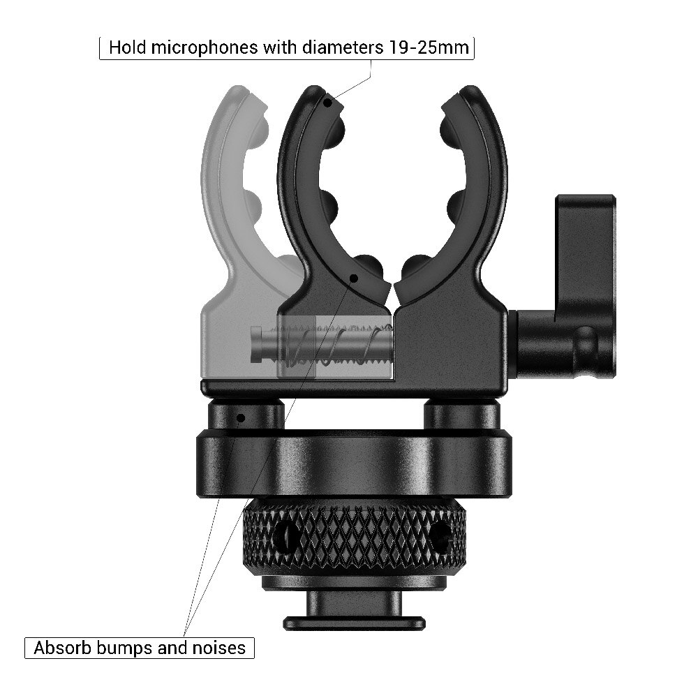 Supporto per microfono a gabbia per fotocamera DSLR SmallRig (scarpa fredda) con supporto per morsetto antiurto per microfono diametro 19-25mm-2352