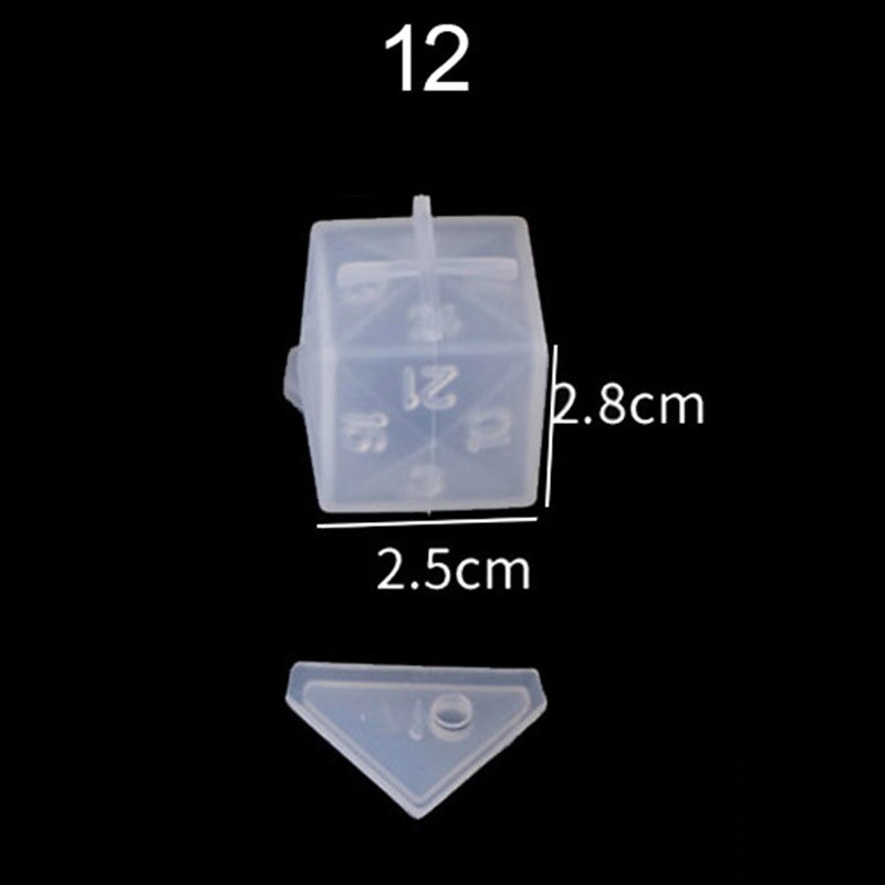 1pcs FAI DA TE Dadi Di Cristallo A Resina Epossidica Stampo In Silicone Arrotondato Multi-spec Digitale Specchio Stampo In Silicone per Strumenti di Creazione di Gioielli: 12