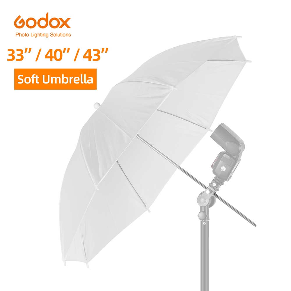 Godox 33 &quot; 84cm 40 &quot; 102cm 43 &quot; 108cm hvide bløde diffusere studiefotografi gennemskinnelig paraply til studieblitz strobebelysning