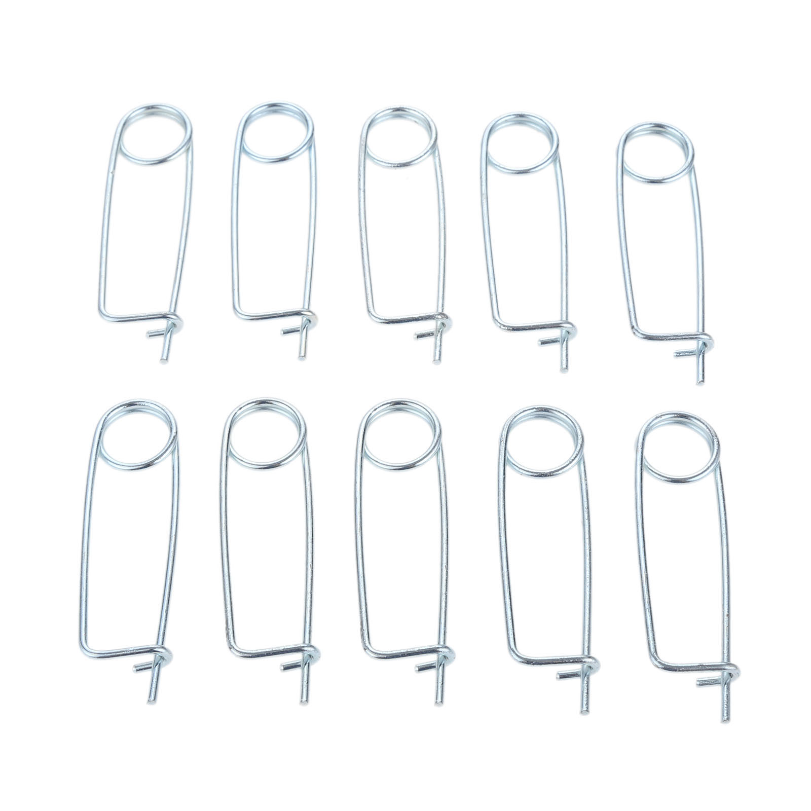 Pasadores de seguridad con forma de broche de acero, 10 piezas, pasador de resorte, cierre rápido, cierre para granja, césped, enganche de jardín, 2x45x15mm
