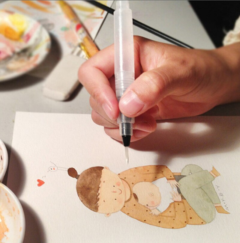Bolígrafo de tinta rellenable, pincel de agua para pintar, caligrafía, pluma para ilustración, papelería de oficina, PLDI889, 1/3 Uds.