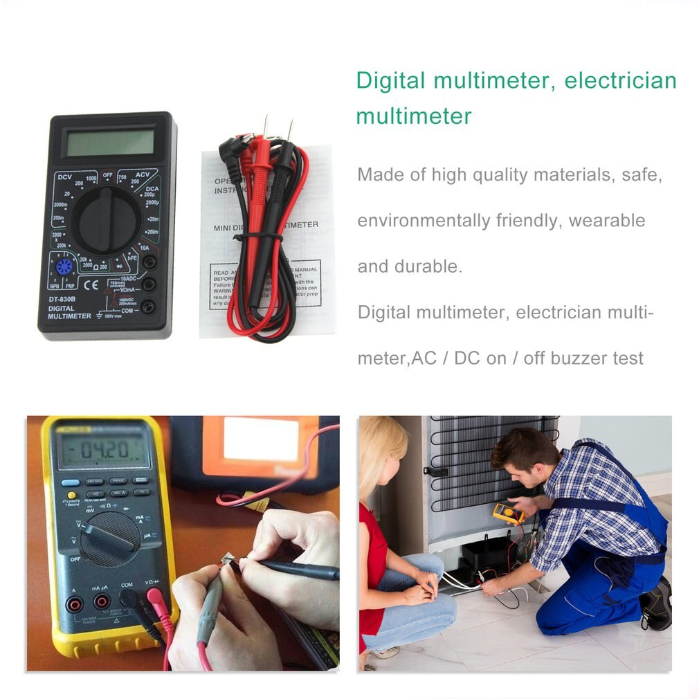 DT830B Mini Multimeter LCD Digital Multimetro For Volt Amp Ohm Tester Meter Voltmeter Ammeter Overload Protection