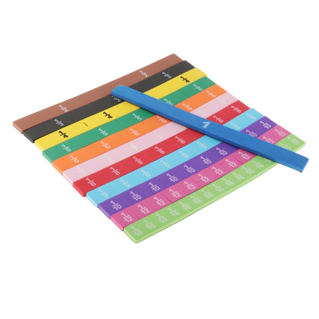 83x Foam Magnetic Fraction Strips Tiles - Equivalency Fraction Wall Math Skills