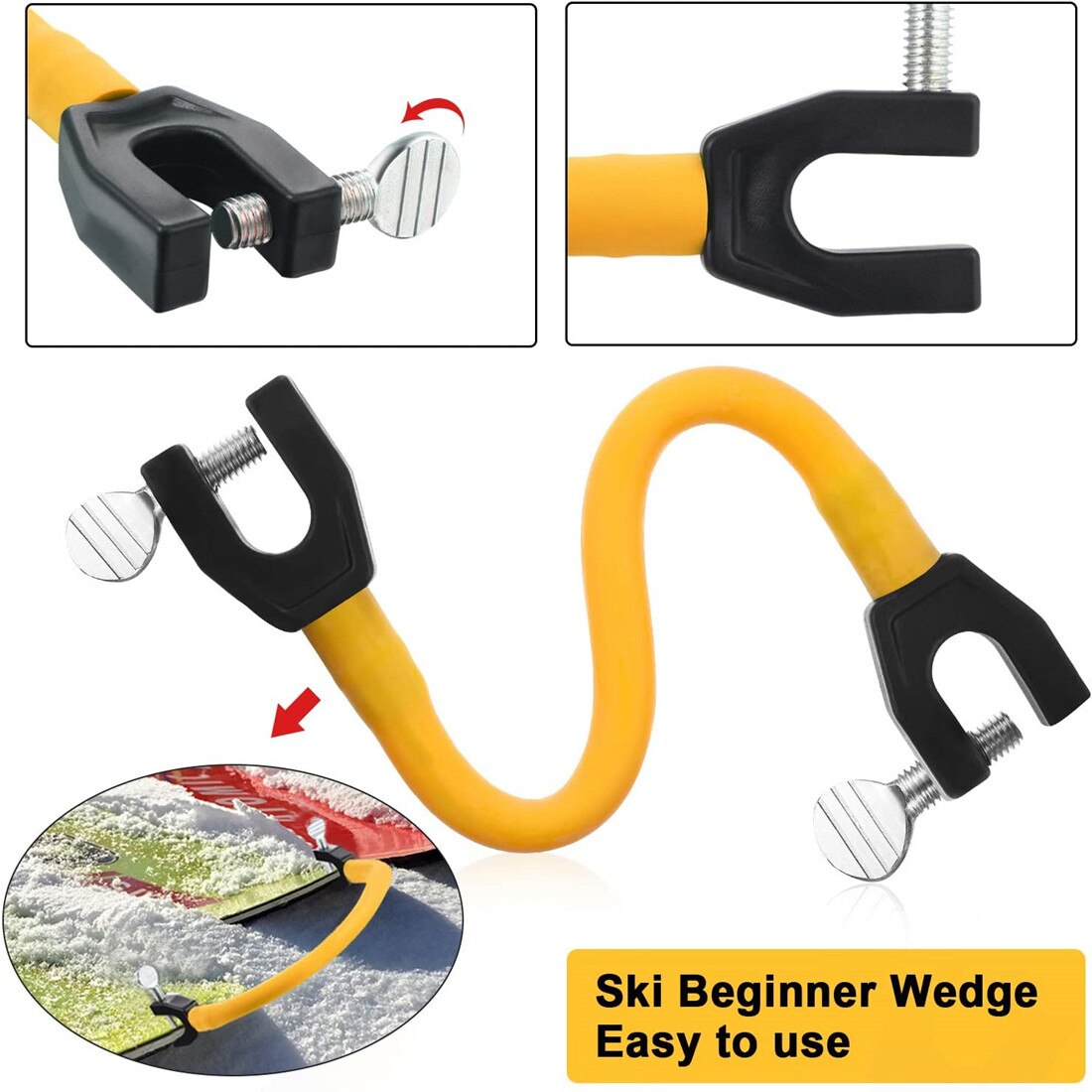 Conector de punta de esquí para principiantes, Ayuda de entrenamiento de esquí, cuña fácil, herramientas de entrenamiento de esquí de nieve para principiantes de invierno, 4 piezas