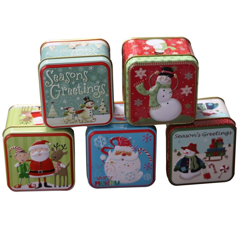 Embossing Tinplate Storage Container Metal Jars Empty Tins Candy Cookie Decorative Box Christmas
