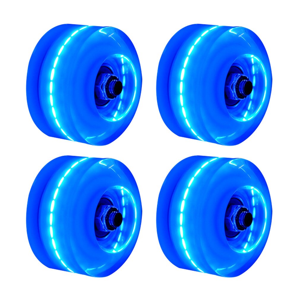4PC Double Row Wheel Slide Shoes Light Wheel Four Wheel Roller Skate Flash Wheel Skates Roller Double Row Roller Skates: Blue