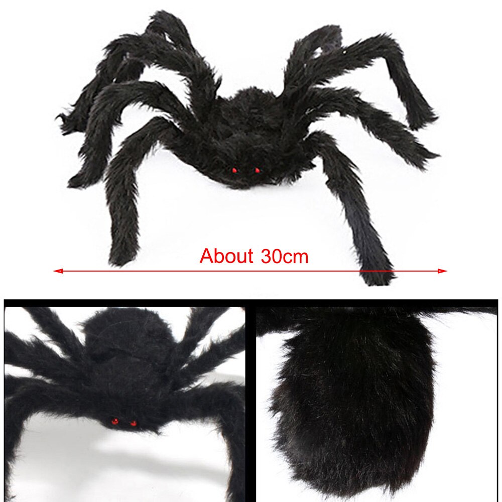 Verklighetstrogna halloween rekvisita plysch spindel leksaksimuleringsmaterial för fest 30cm läskiga spindlar 6 färger