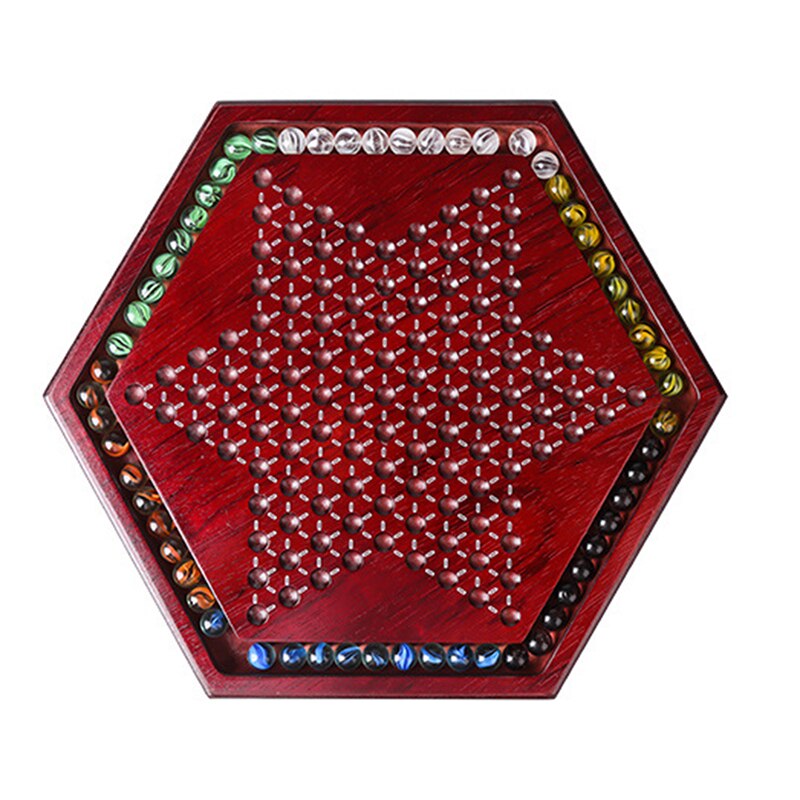 Juego de la familia juego de damas Hexagonal tipo cajonera damas canicas de vidrio de las Damas de madera tablero de adultos niños Interior de almacenamiento: Inside type
