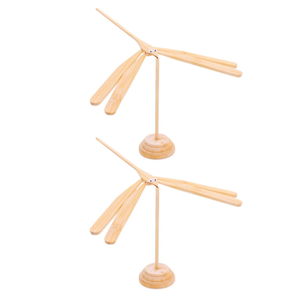 2 Stuks Bamboe Libelle Speelgoed Creatieve Balance Educatief Prop (Hout Kleur)