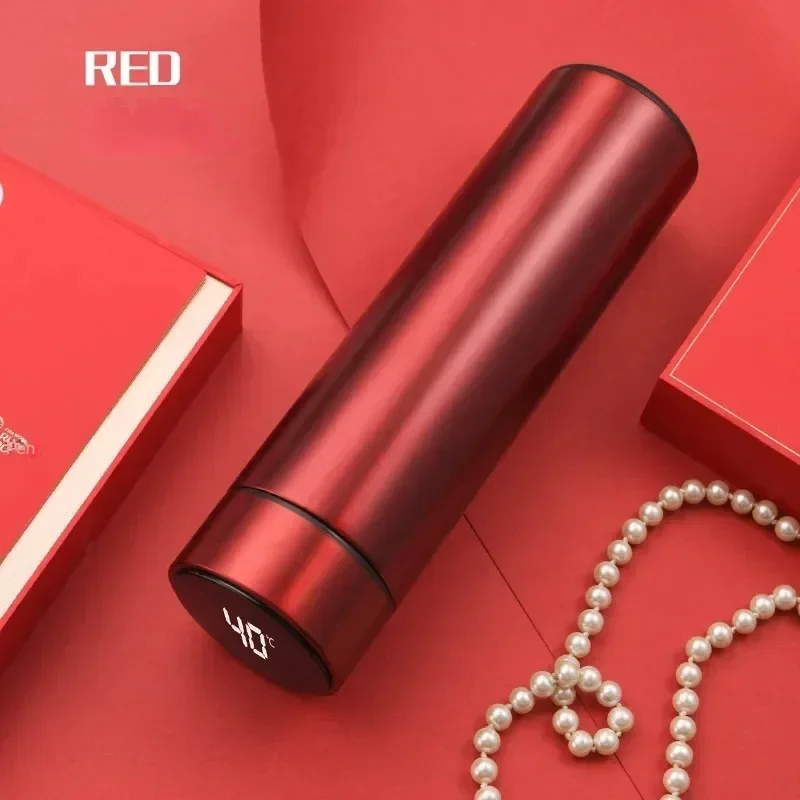 500ml Stainless Steel Thermos Bottle with Digital Temperature Display LED Intelligent Temperature Measurement Cup Vacuum Flask: Clear