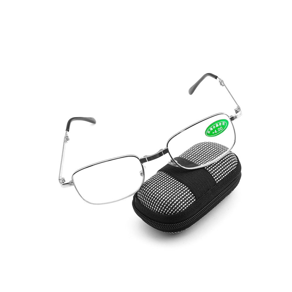 Draagbare Metalen Opvouwbare Leesbril Met Case Randloze Magnetische Presbyopie Brillen Bril Brillen + 1.0 ~ 4.0
